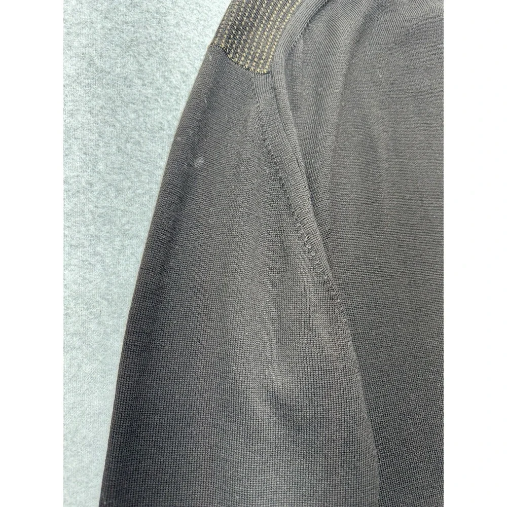 Banana Republic Sweater‎ Mens Large Black Brown Merino Wool Micro Dot Faded Vtg
